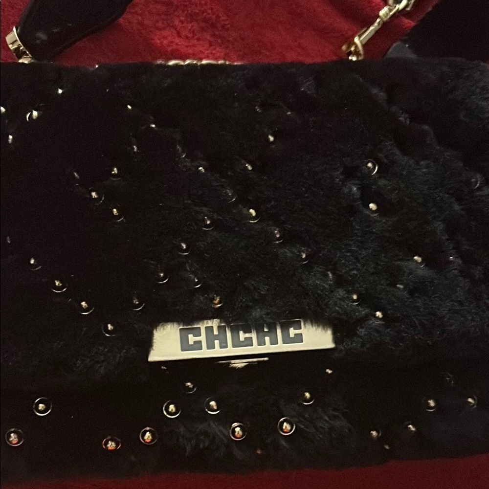 Carolina Herrera Black Fur Shoulder Bag